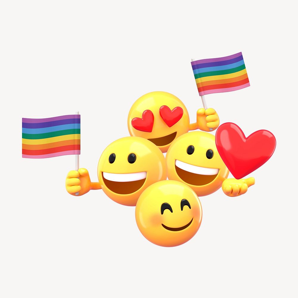 LGBT pride emoji, 3D emoticon illustration