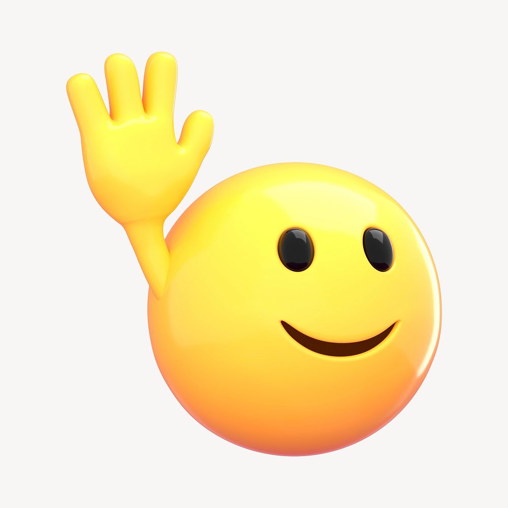 Waving emoji 3D rendered illustration