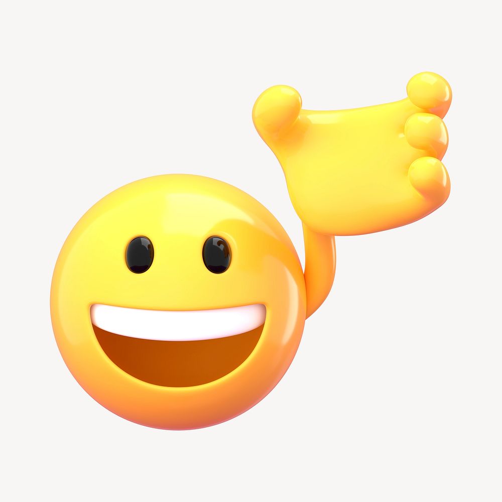 Emoji with hand 3D rendered illustration