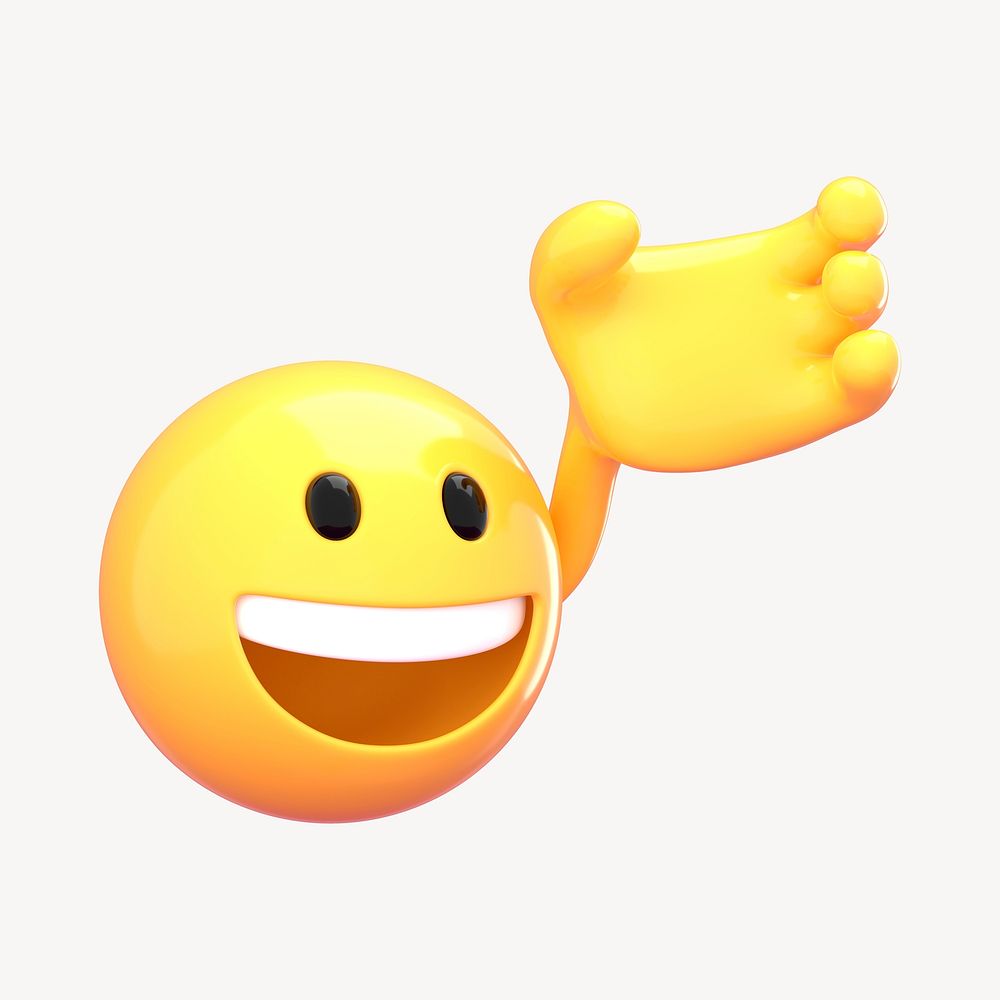 Emoji with hand 3D rendered illustration