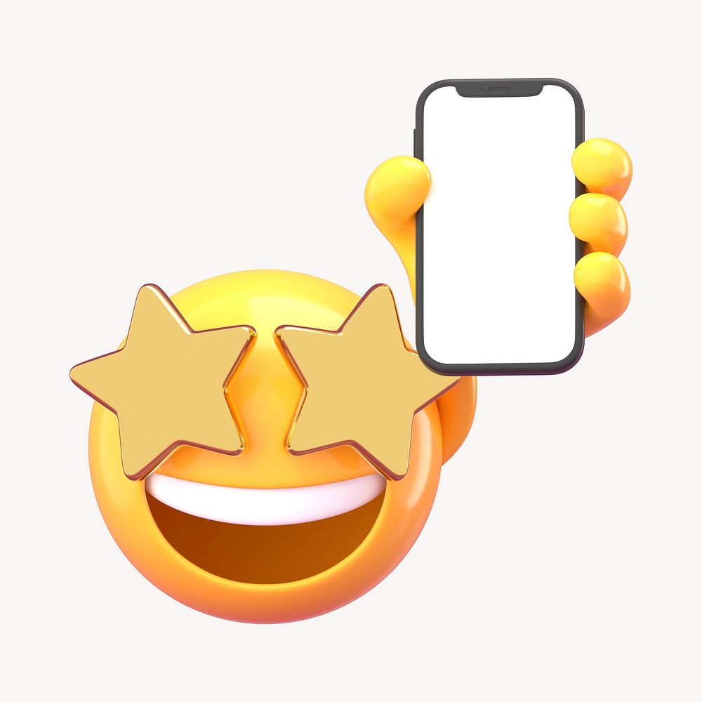 Star Eye Emoji Holding Phone Blank Premium Photo Rawpixel