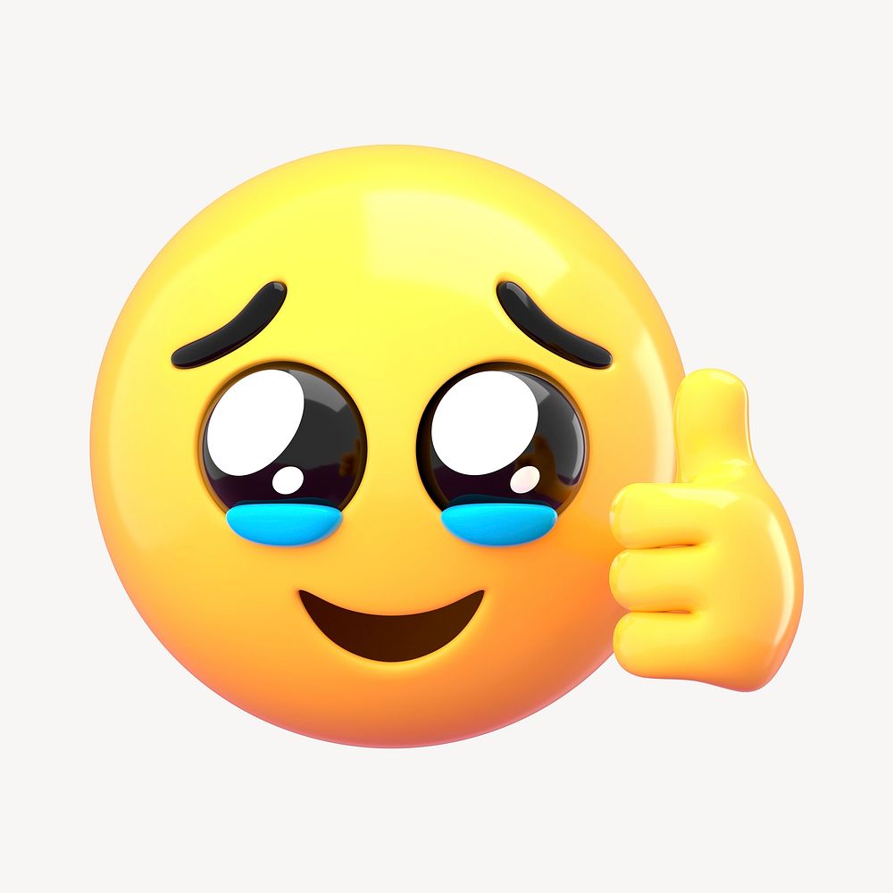 Teary emoji 3D rendered illustration