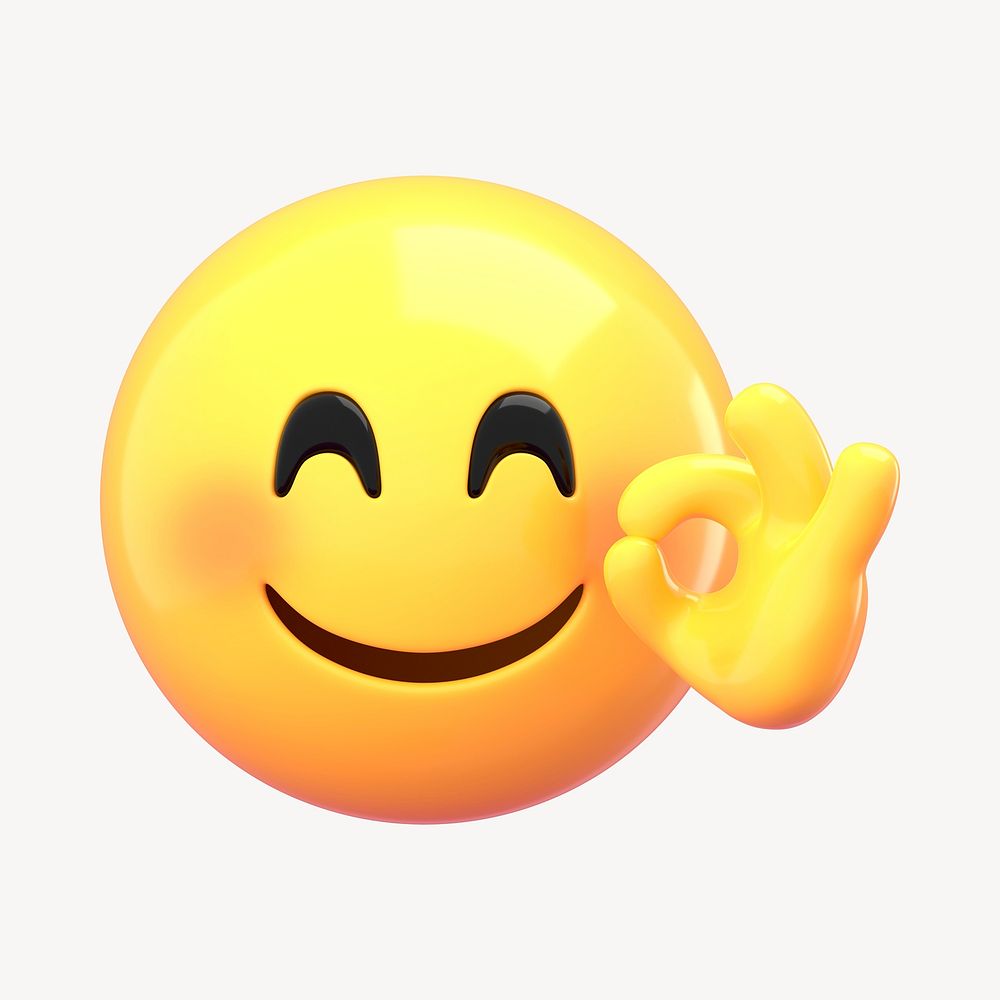 OK smiley emoji collage element, 3D emoticon illustration