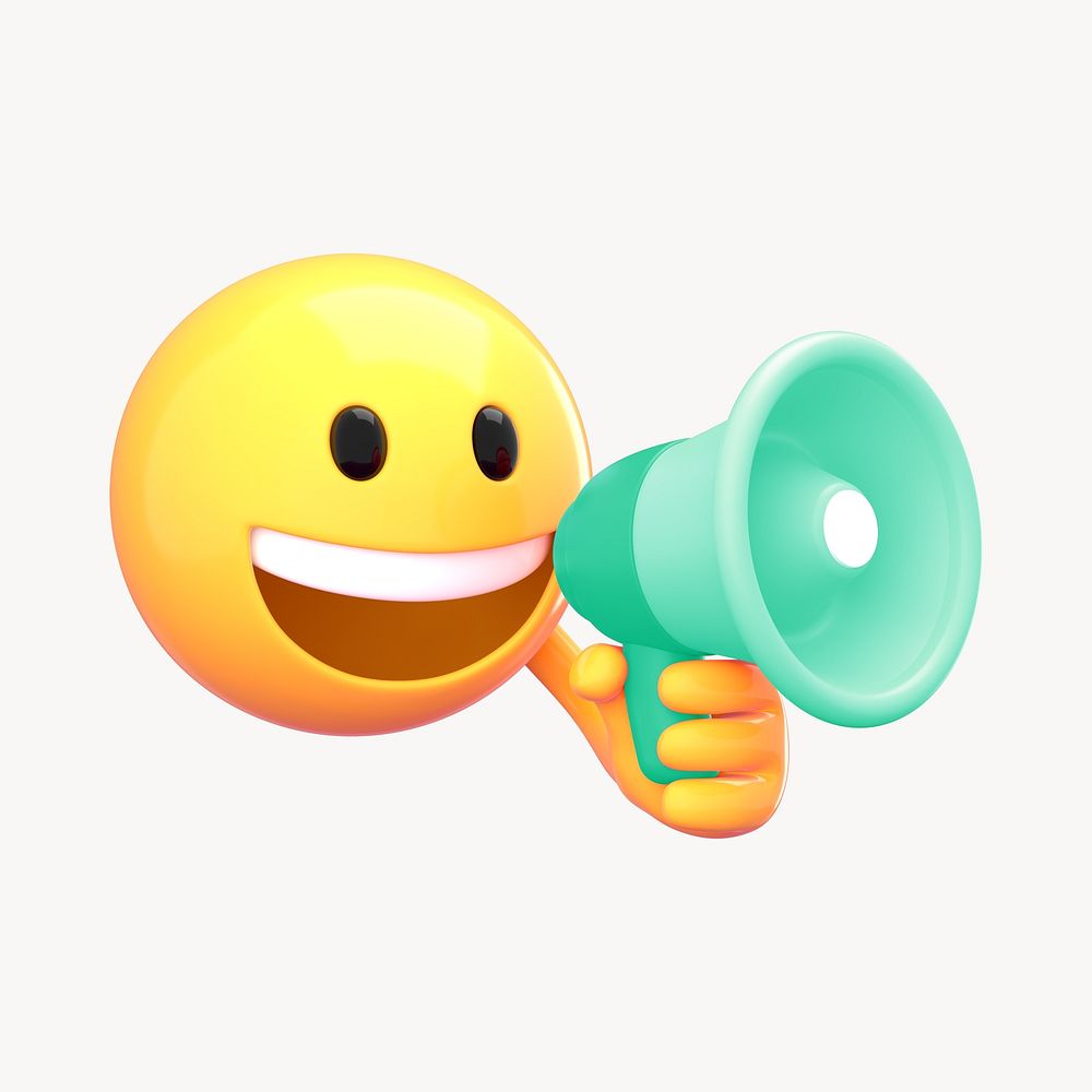3D emoji holding green megaphone