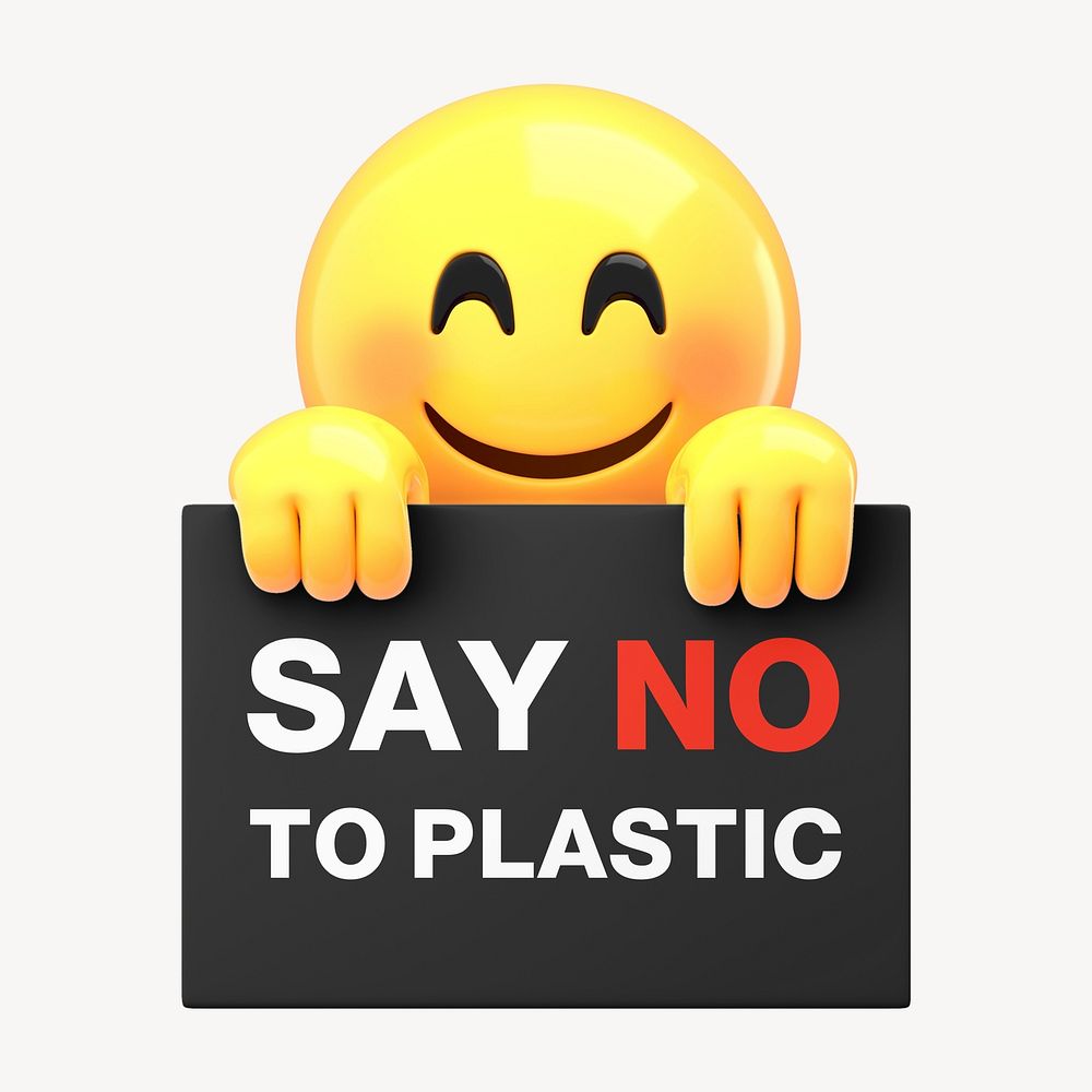 Say no to plastic sign, 3D rendered design 
