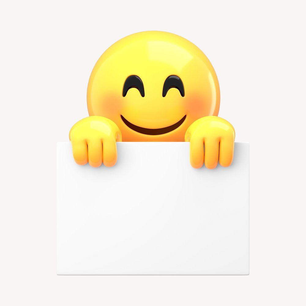 3D emoji holding blank sign