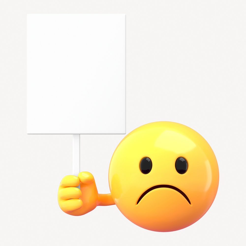 Emoji holding sign mockup, 3D rendered design psd