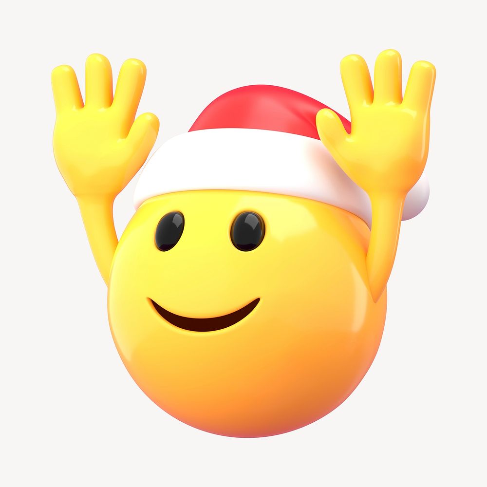 Santa 3D Christmas emoji, festive emoticon