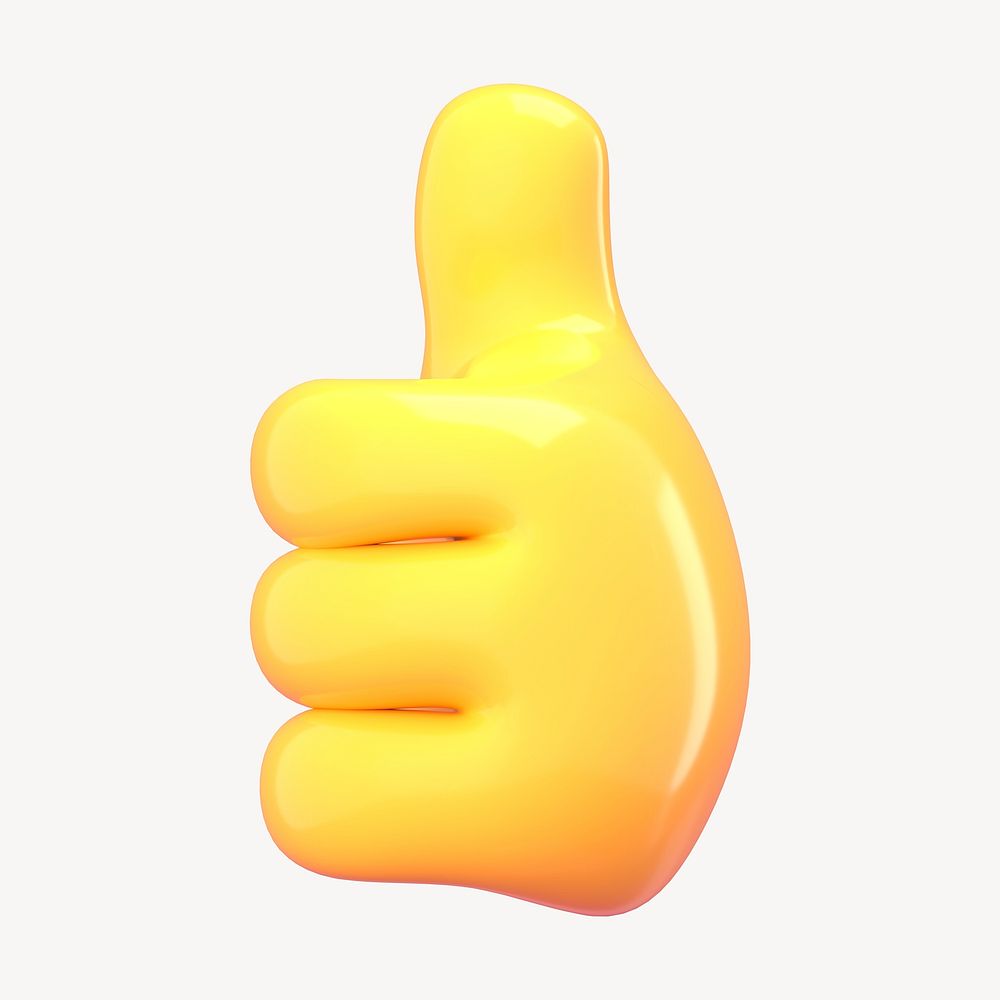 3D thumbs up emoji collage element psd