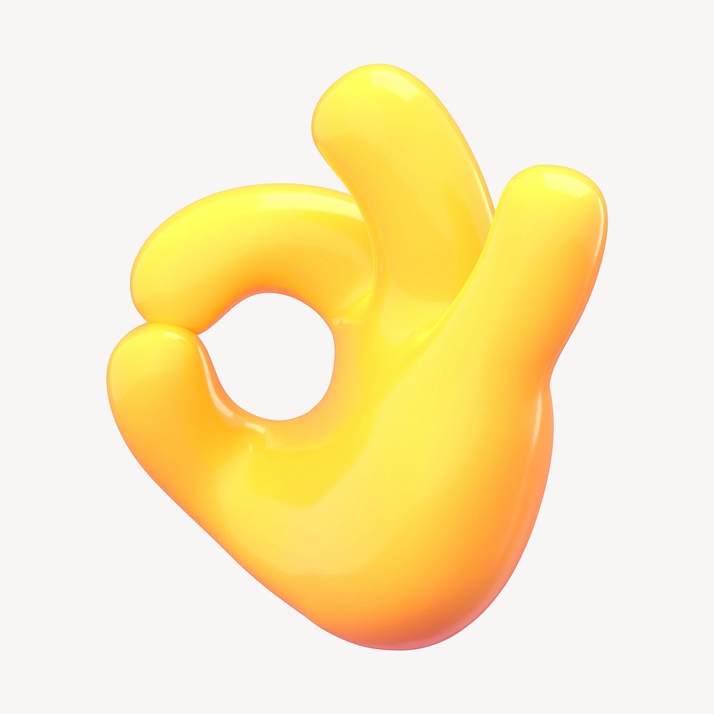 3D OK, hand signal emoticon
