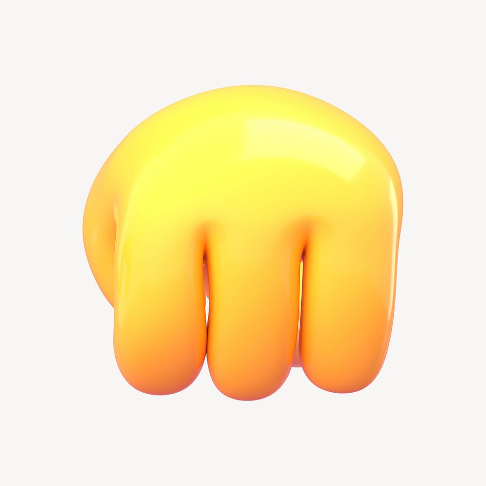 3D right fist emoji collage element psd