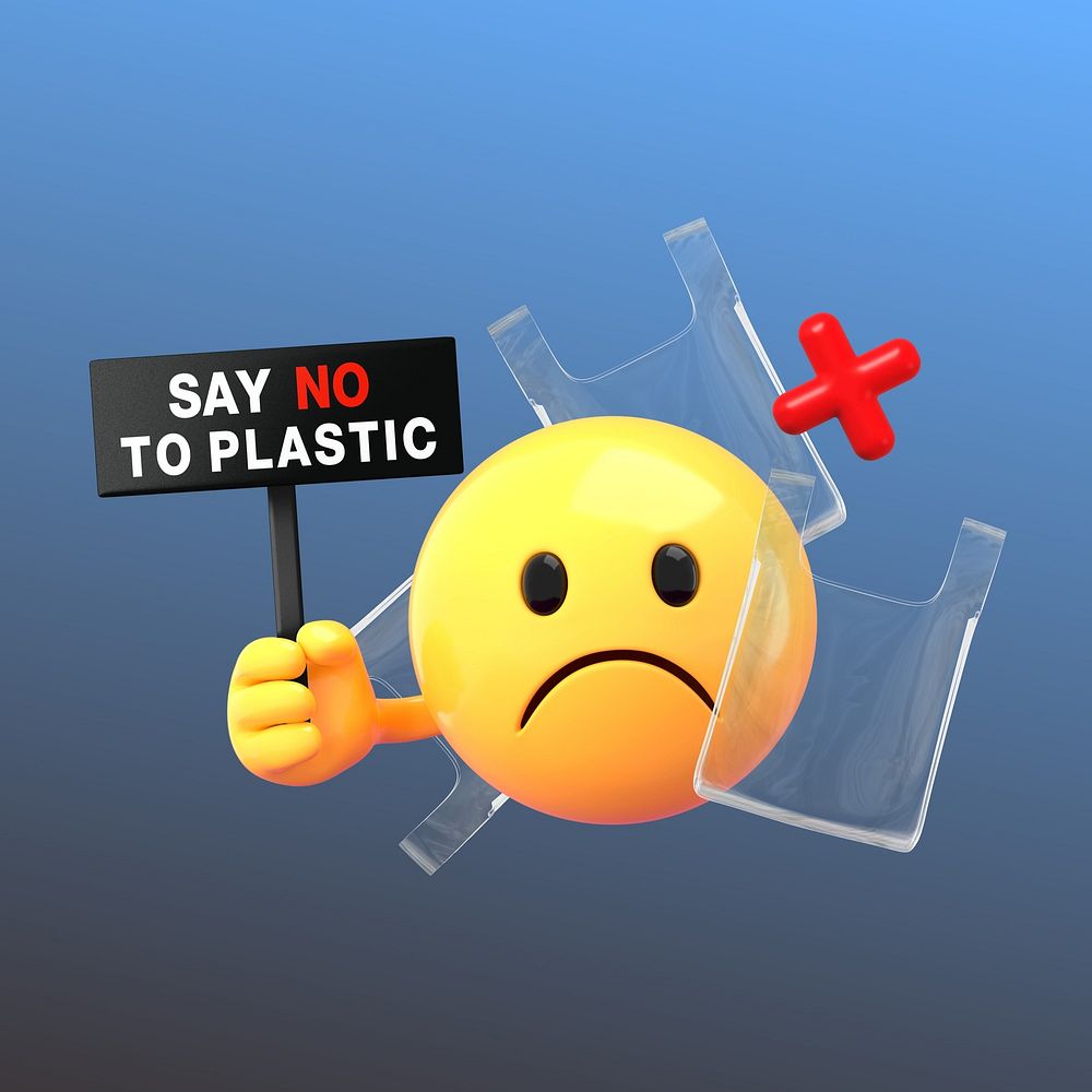 No plastic protest 3D emoji