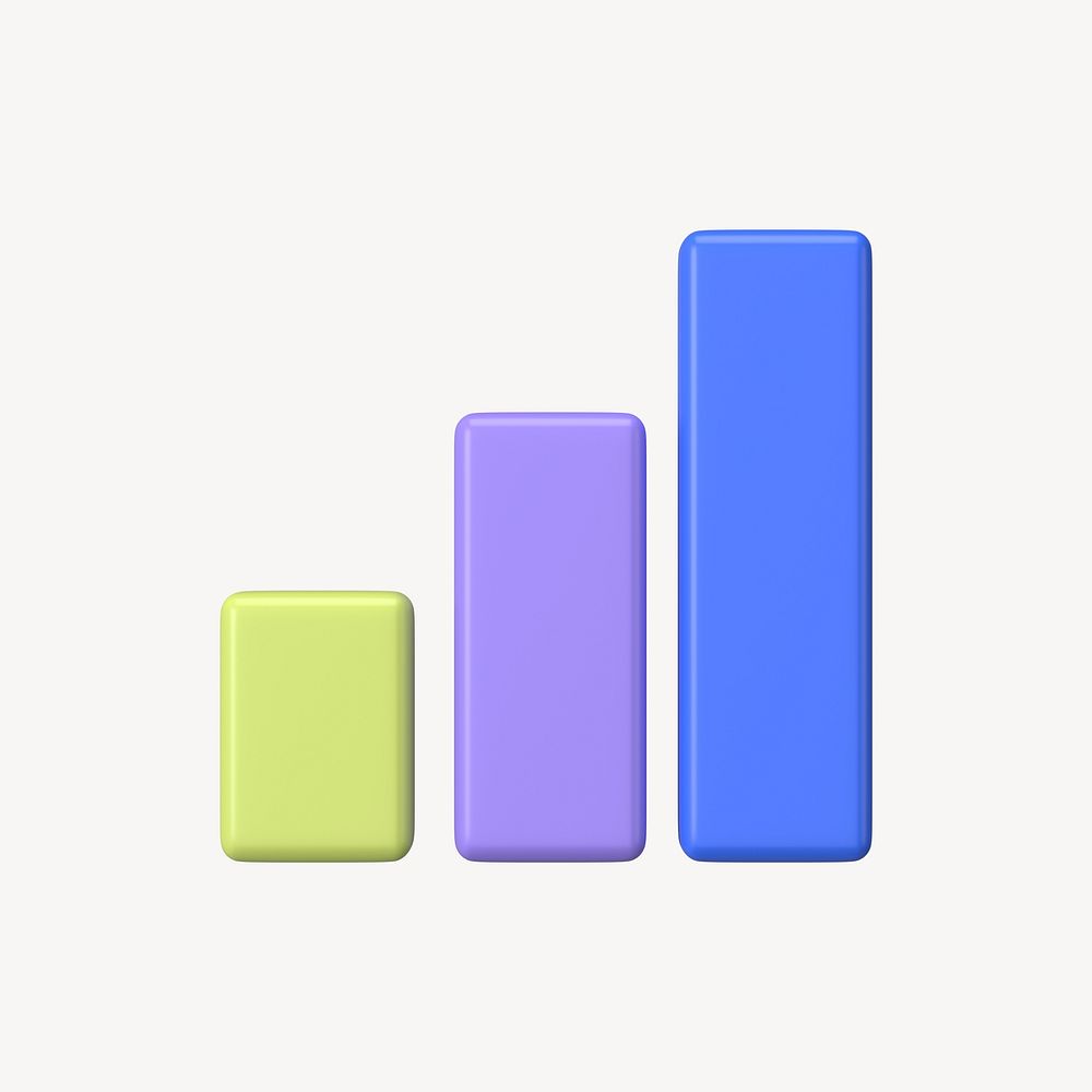 Colorful bar graph 3D rendered clipart graphic