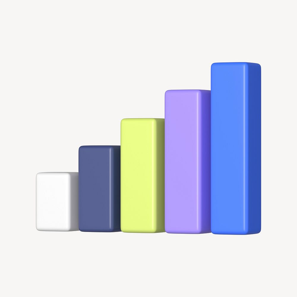Colorful bar graph 3D rendered graphic psd