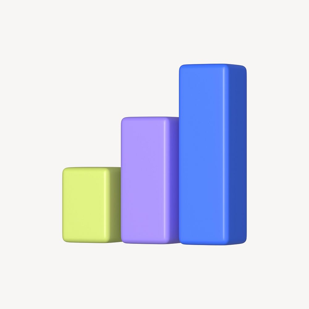 Colorful bar graph 3D rendered clipart graphic