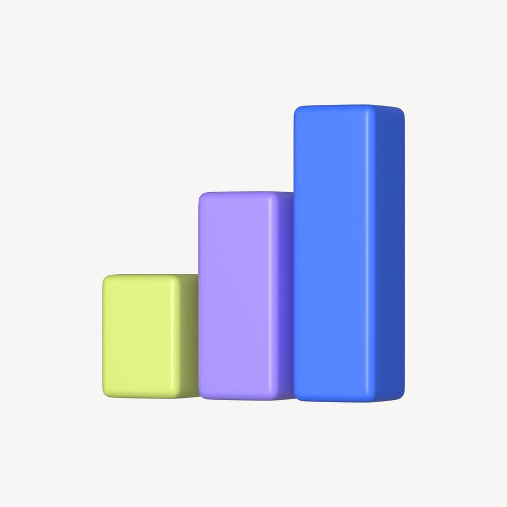 Colorful bar graph 3D rendered graphic psd