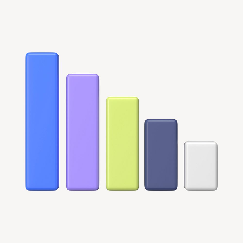 Colorful bar graph 3D rendered graphic psd