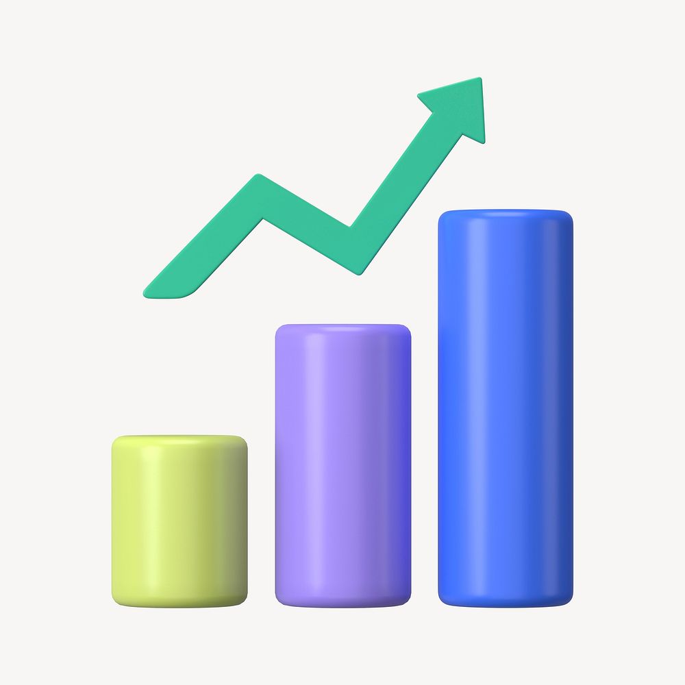 Successful bar graph 3D rendered clipart graphic
