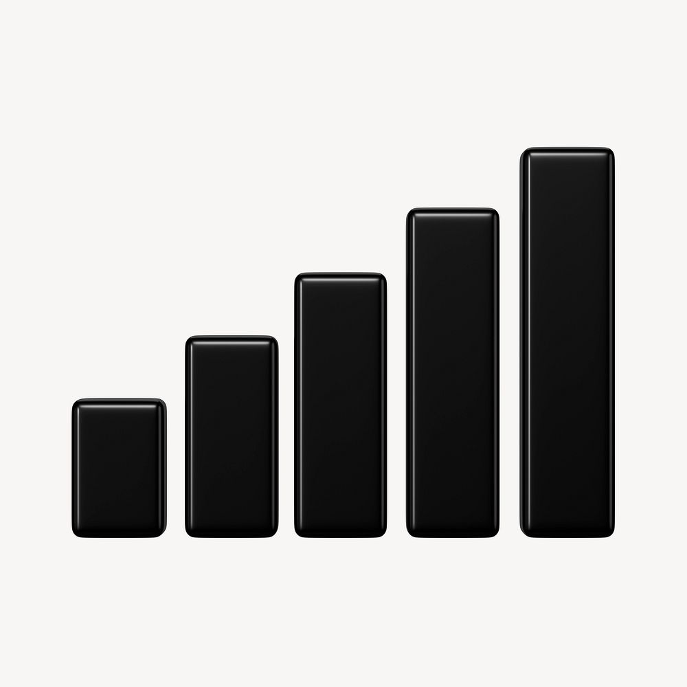 Monotone bar graph 3D rendered clipart graphic