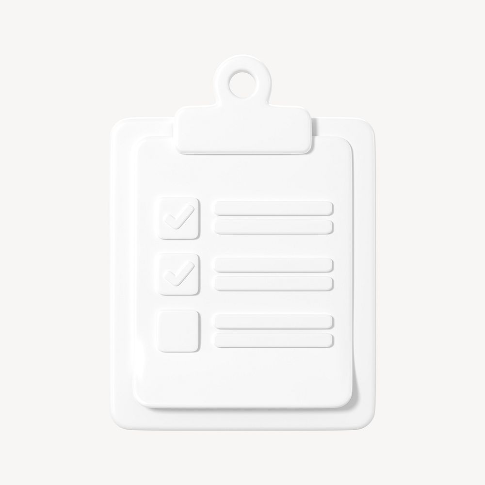 White checklist clipboard 3D business icon