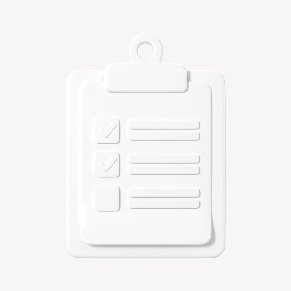 White checklist clipboard, 3d business icon psd
