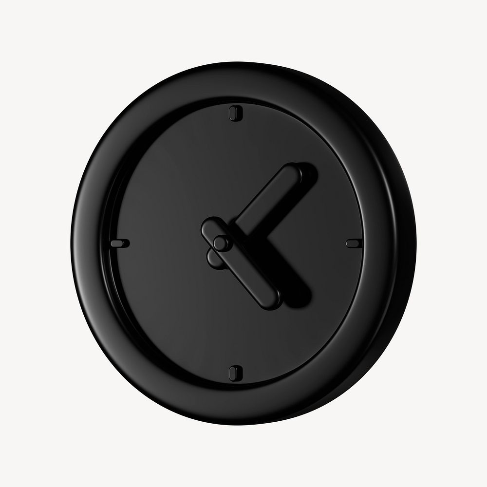 Black monochrome clock 3D business icon