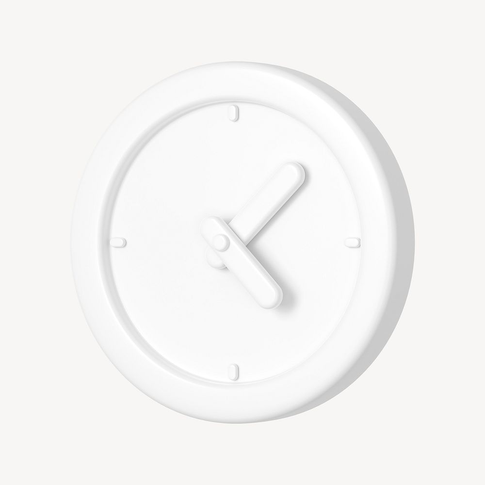 White minimal clock 3D business icon