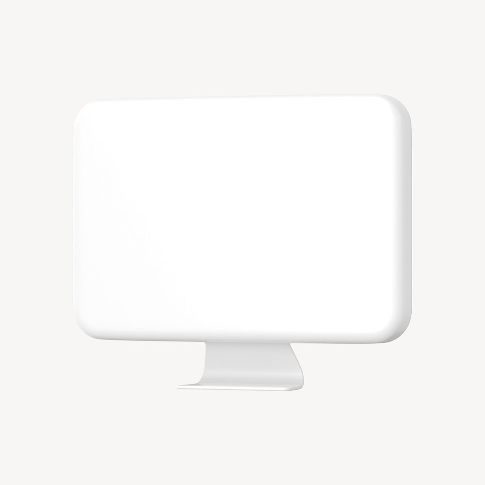 White minimal 3D computer, technology graphic