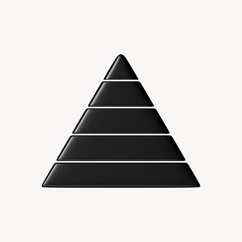 Black pyramid chart graph, 3D business shape graphic psd