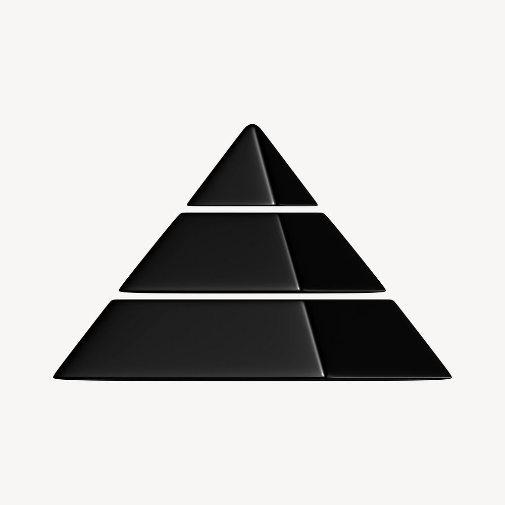 Black pyramid chart graph, 3D business shape graphic psd