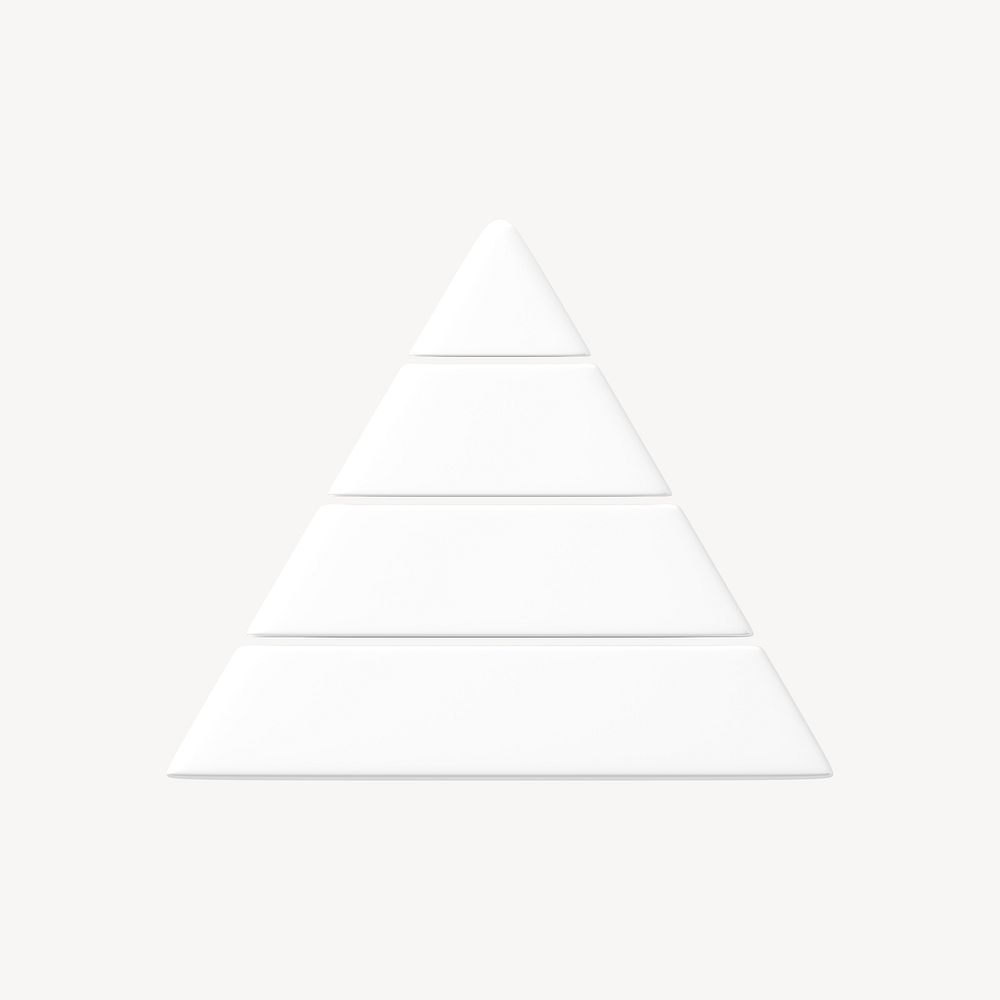 Minimal pyramid chart graph 3d rendered shape, business clipart