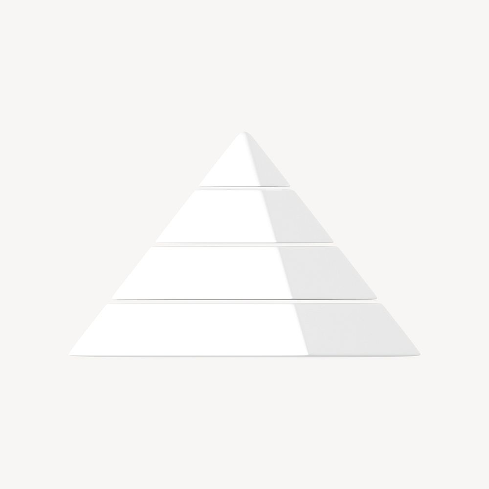 White pyramid chart graph, 3D business shape graphic psd