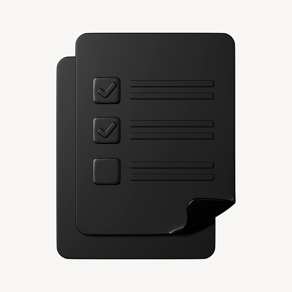 Black checklist 3D business icon