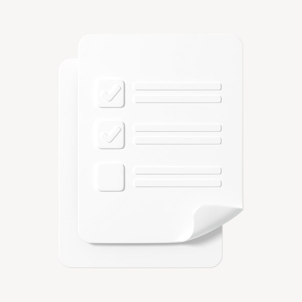 White task list, 3d business icon psd
