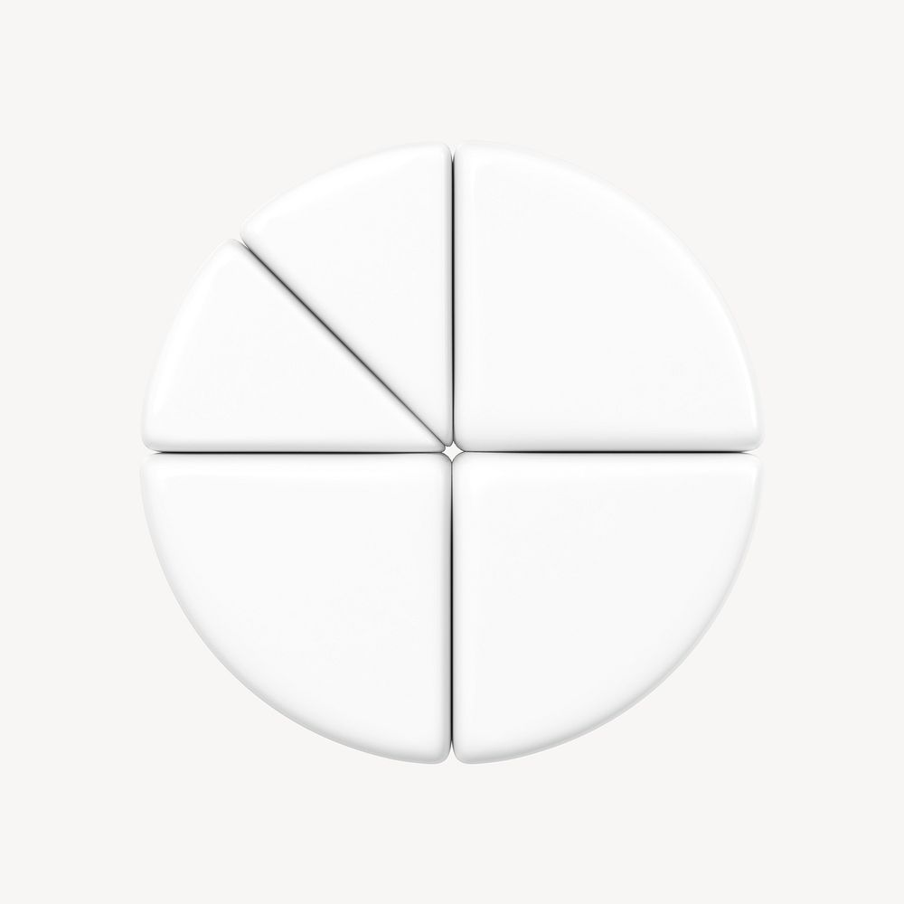 White pie chart business graph, collage element psd