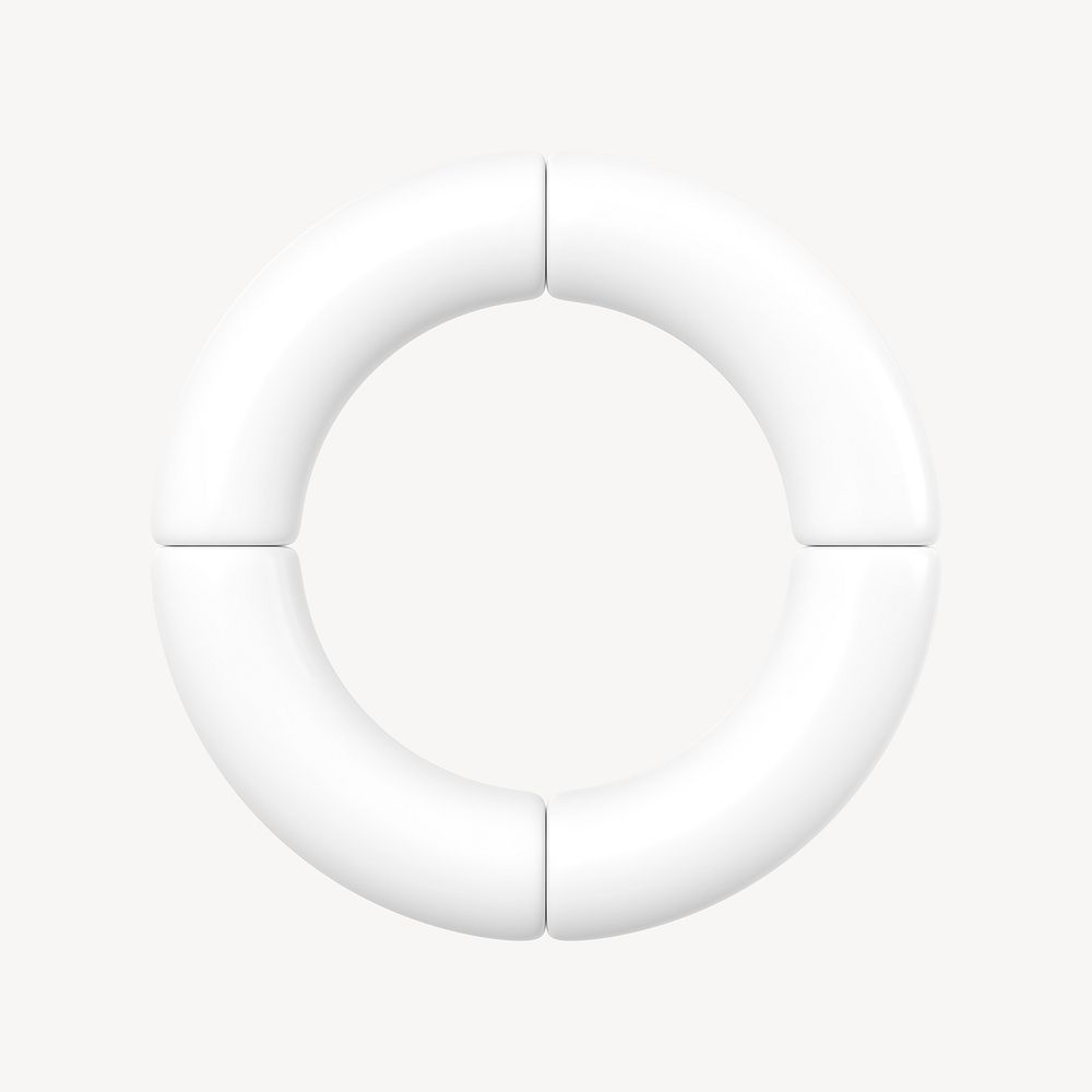 White circle chart graph 3d rendered shape, business clipart