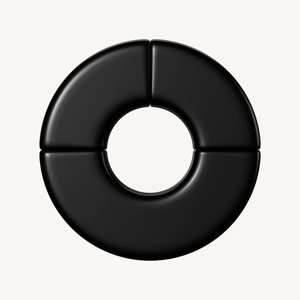 Black circle chart graph, 3D business shape graphic psd