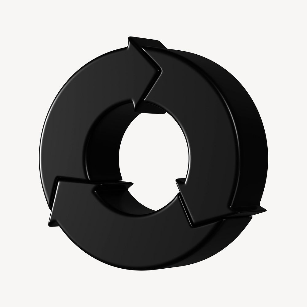 Black circle chart graph 3d rendered shape, business clipart