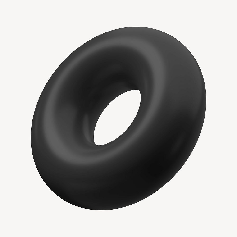 3D black tor, geometric ring shape illustration