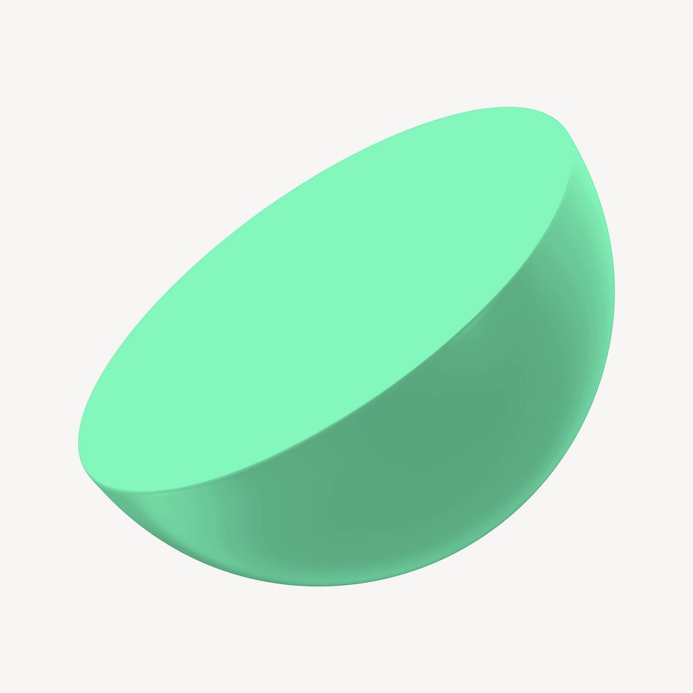 3D green semicircle shape illustration