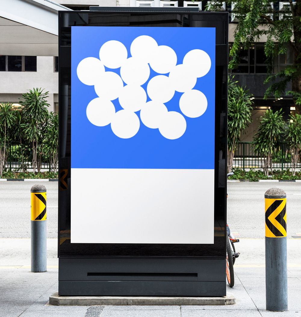 Blue & white digital signage