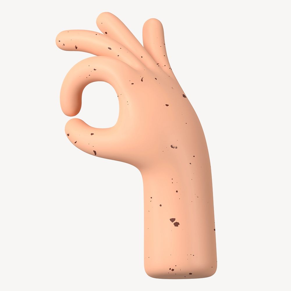 OK freckled hand gesture, 3D illustration