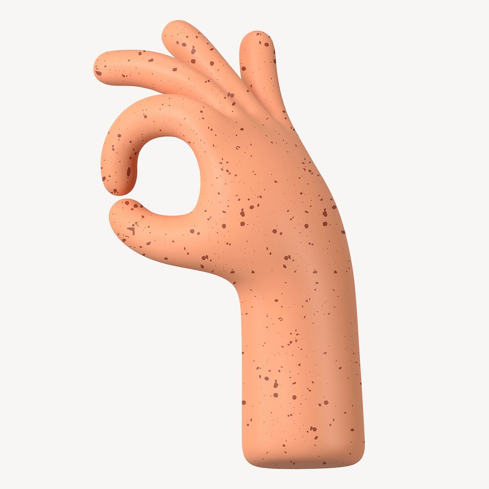 OK freckled hand gesture, 3D illustration