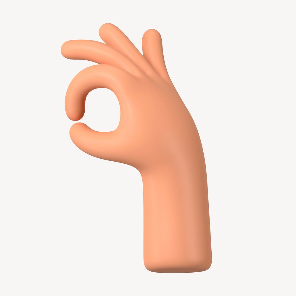 OK hand, 3D gesture illustration