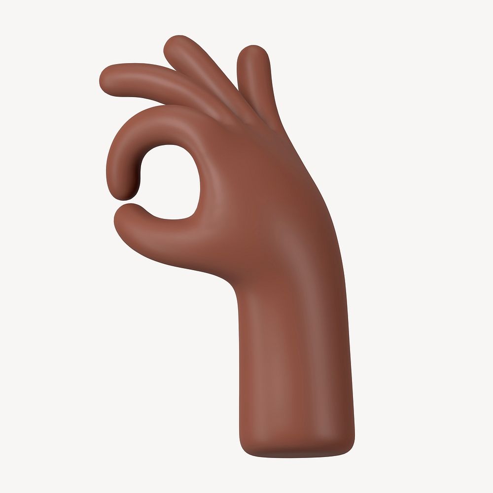 Black OK hand, 3D gesture illustration psd