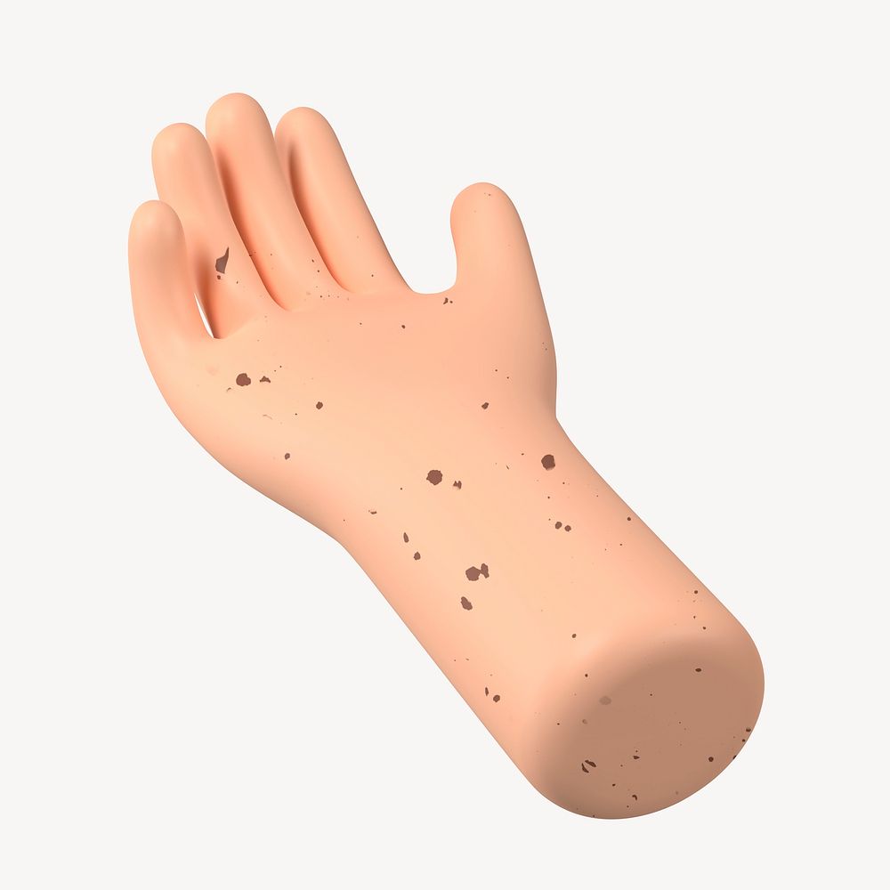 Helping hand gesture, freckled skin, 3D illustration