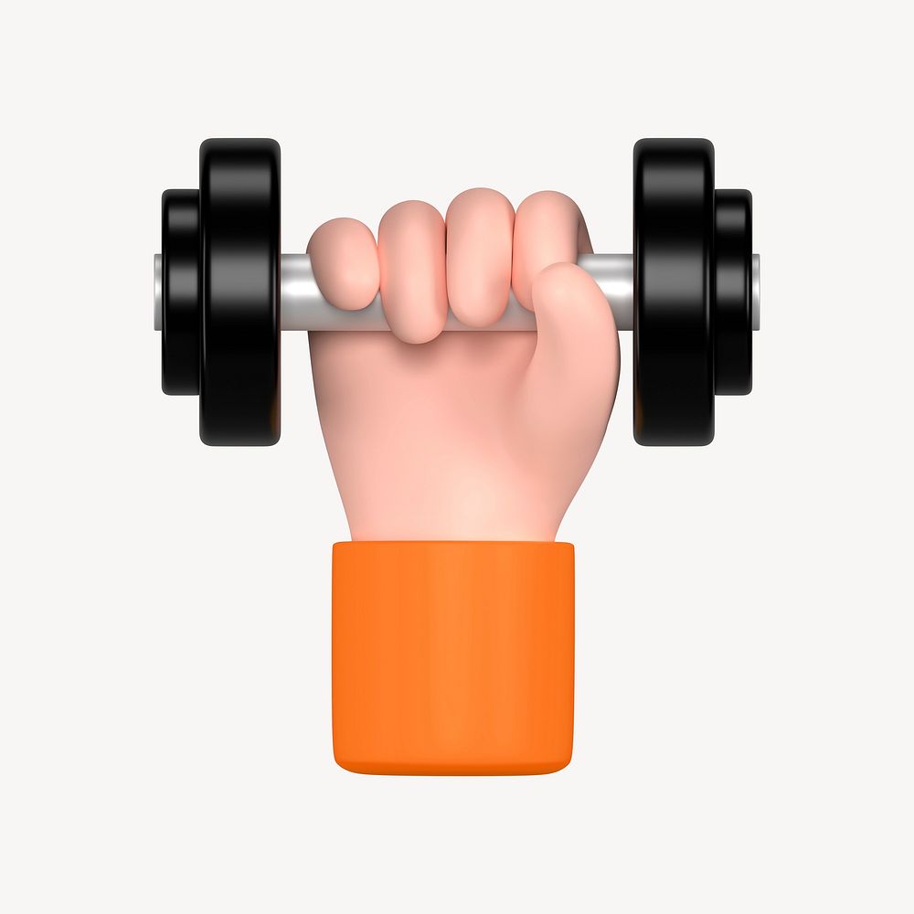 Hand lifting dumbbell, 3D fitness graphic