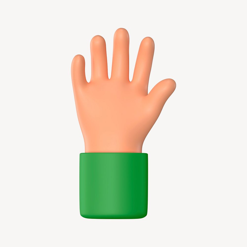 Raised hand gesture, 3D illustration psd