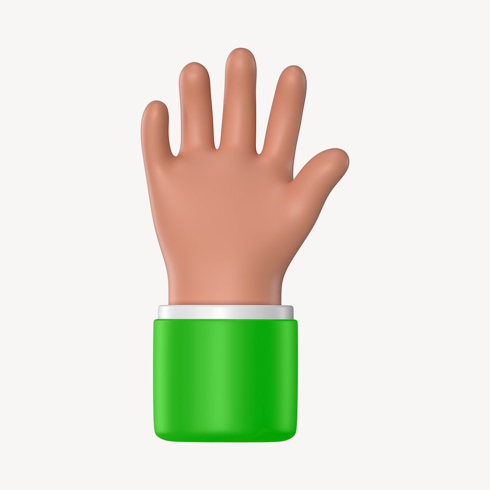 Raised tanned hand gesture, 3D rendering graphic