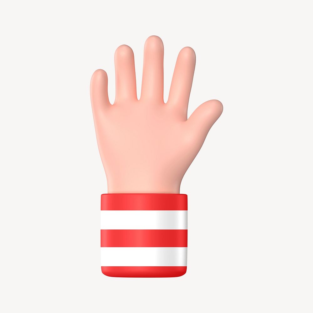 Raised hand gesture, 3D illustration psd